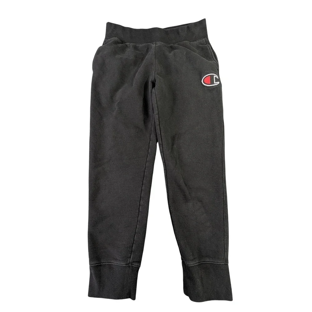Champion Jogger Sweatpants Mens L Black Fleece Lined Drawstring Pockets‎ Active